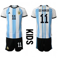 Argentina Angel Di Maria #11 Fotballklær Hjemmedraktsett Barn VM 2022 Kortermet (+ korte bukser)